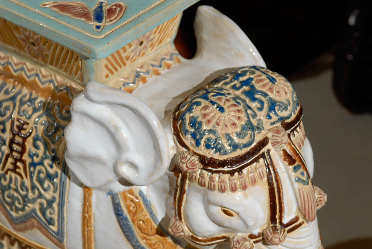 Ceramic Vintage Elephant Garden Seat