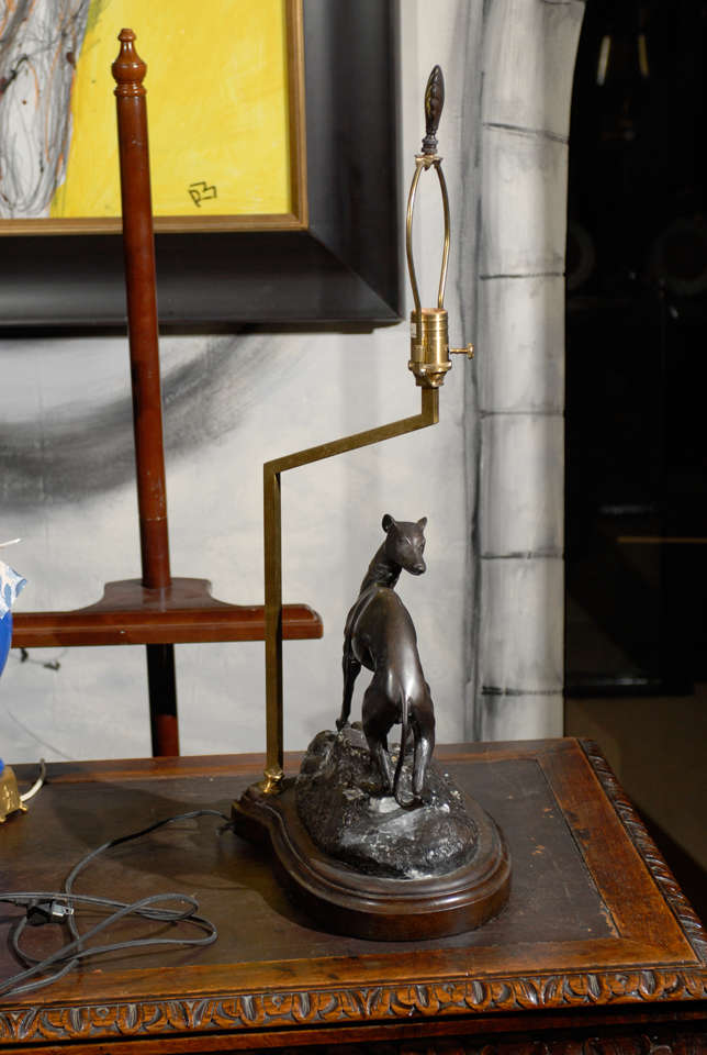 20th Century Bronze Whippet Desk Lamp