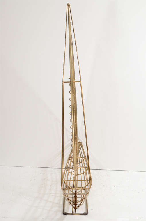 Mid Century Brass Sailboat Sculpture by Curtis Jere 1