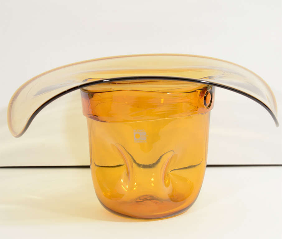 American Vintage Sculptural Amber Glass Cowboy Hat by Blenko