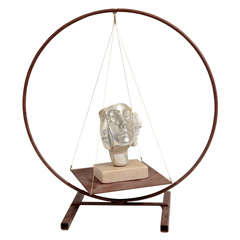 Abstract Figural Sculpture of Three Faces in Circular "Frame" by Silvia Stein