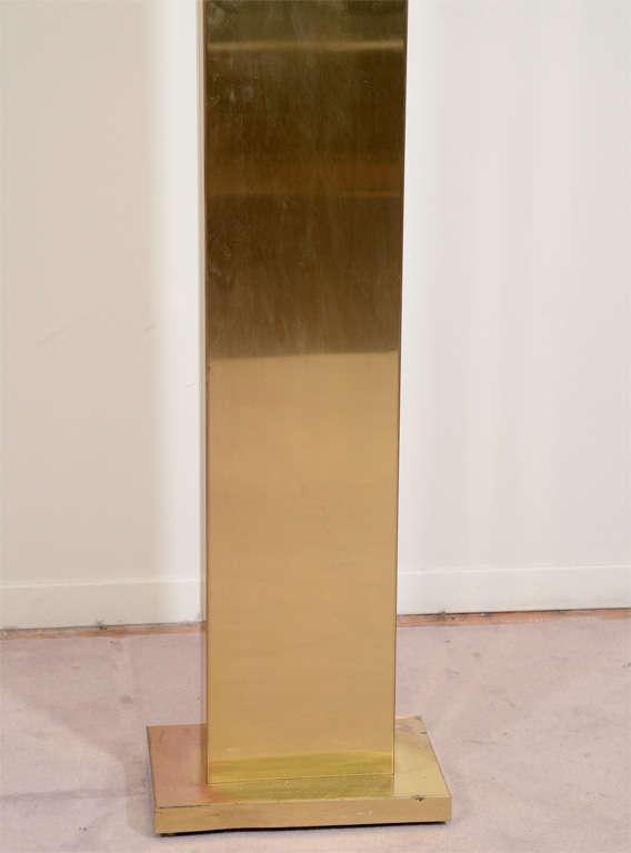 American A Vintage Brass Rectangular Column Floor Lamp by Casella