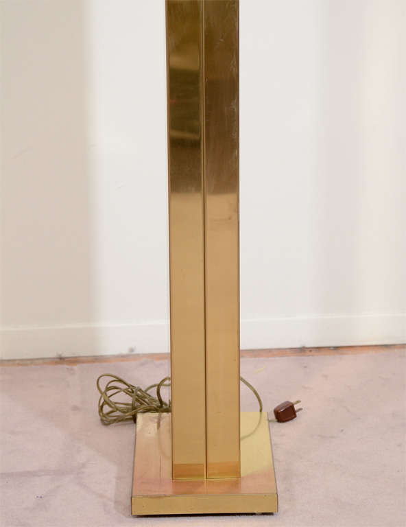 20th Century A Vintage Brass Rectangular Column Floor Lamp by Casella