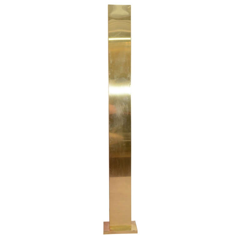 A Vintage Brass Rectangular Column Floor Lamp by Casella