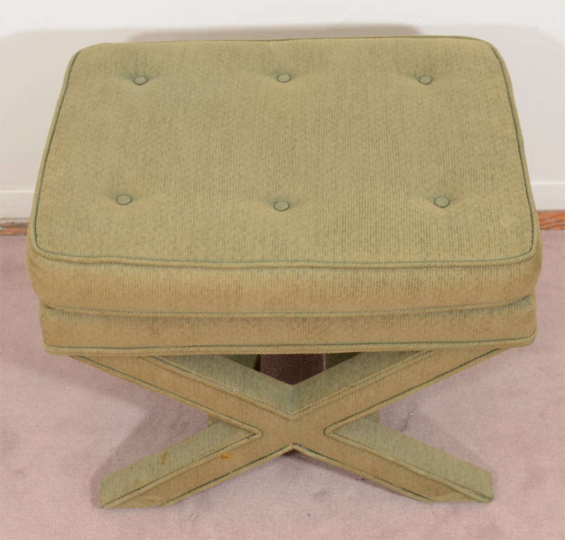 Pair of 1970s X-Base Benches in Sage Green In Good Condition In New York, NY