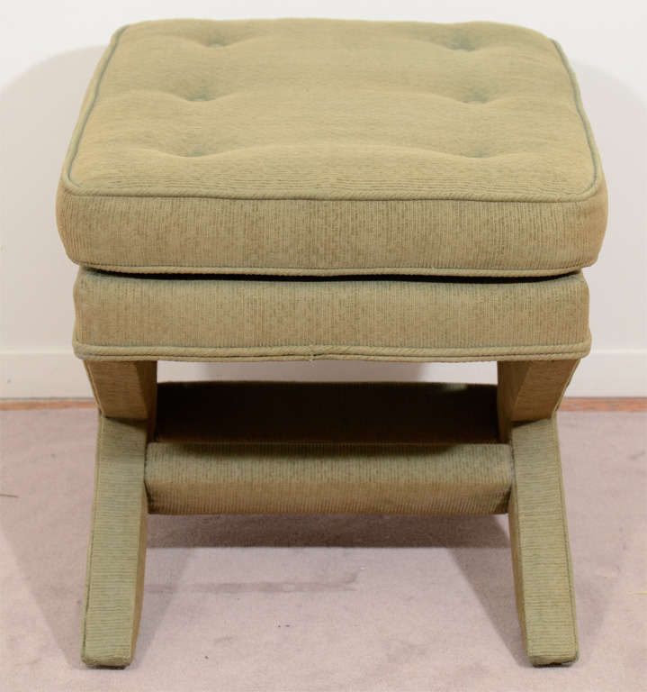 20th Century Pair of 1970s X-Base Benches in Sage Green