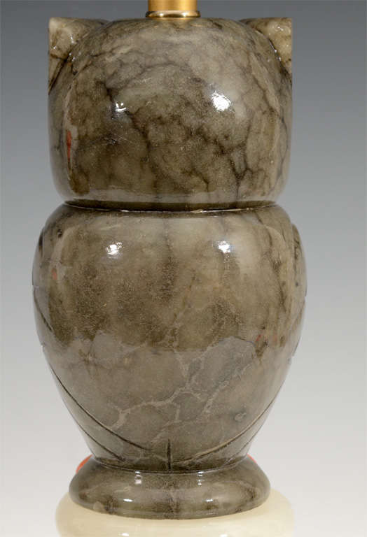 Pair of Mid Century Alabaster Owl Table Lamps 4