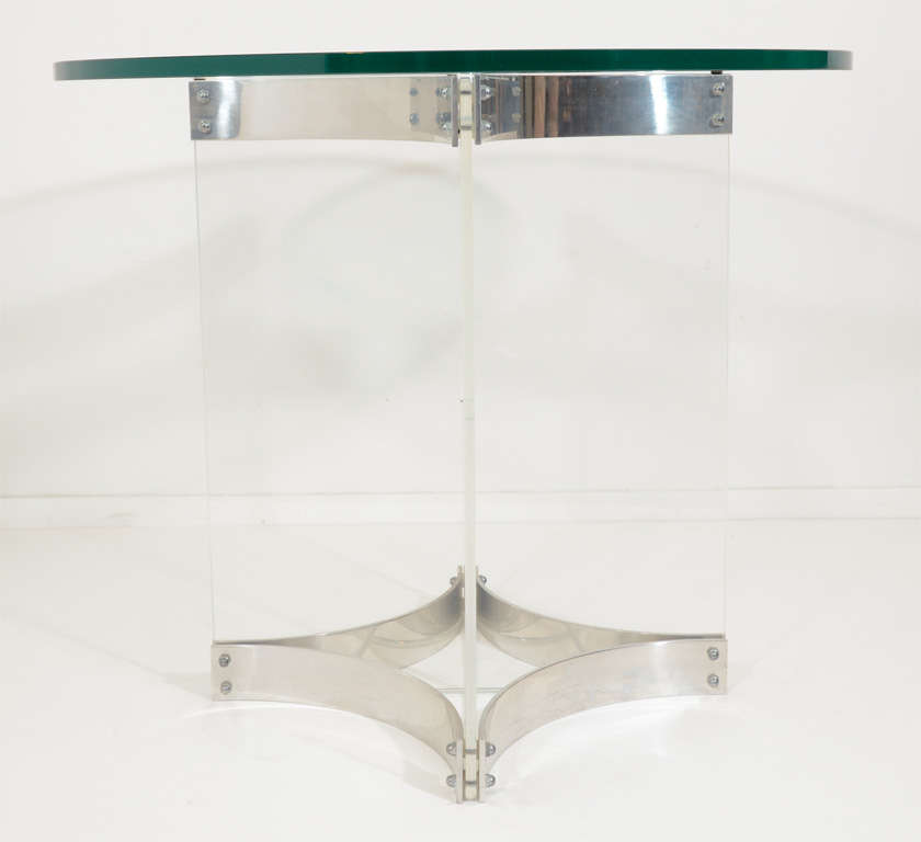 20th Century Single Mid Century Circular Side Table With Lucite Base by Charles Hollis Jones