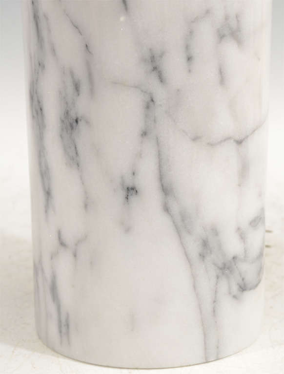 Mid-Century Modern Pair of Mid Century Cylindrical Marble Table Lamps