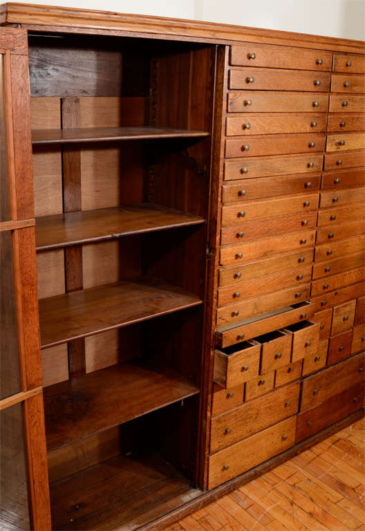 Wood Elaborate Mission Apothecary Cabinet with 44 Drawers