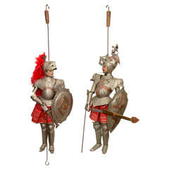 Pair of Antique Italian Large "Knight" Marionettes