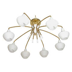 Mid Century Italian Chandelier with Frosted Glass Shades
