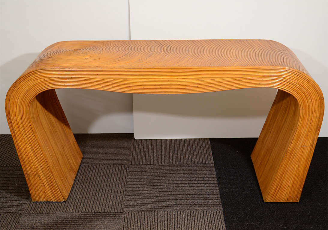 Mid Century Organic Form Bamboo Console Table