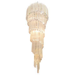 Monumental Mid Century Murano Glass Spiral Chandelier by Camer