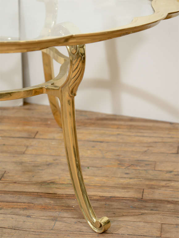 hollywood regency glass coffee table