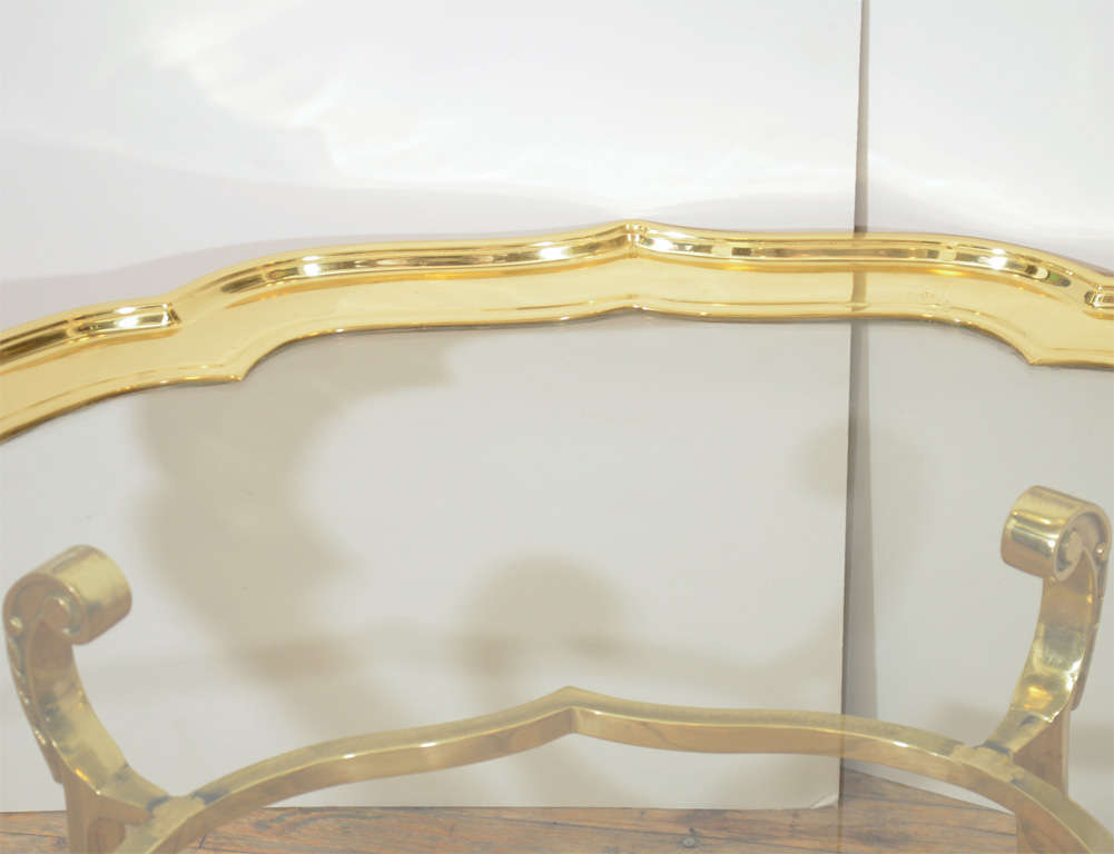 hollywood regency brass and glass coffee table