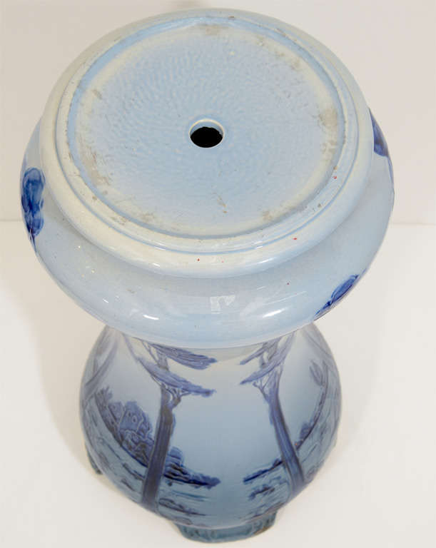 Blue and White Ceramic Table Base In Good Condition In New York, NY