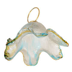 Vintage Molded Glass Pendant in Clear, Blue and Yellow