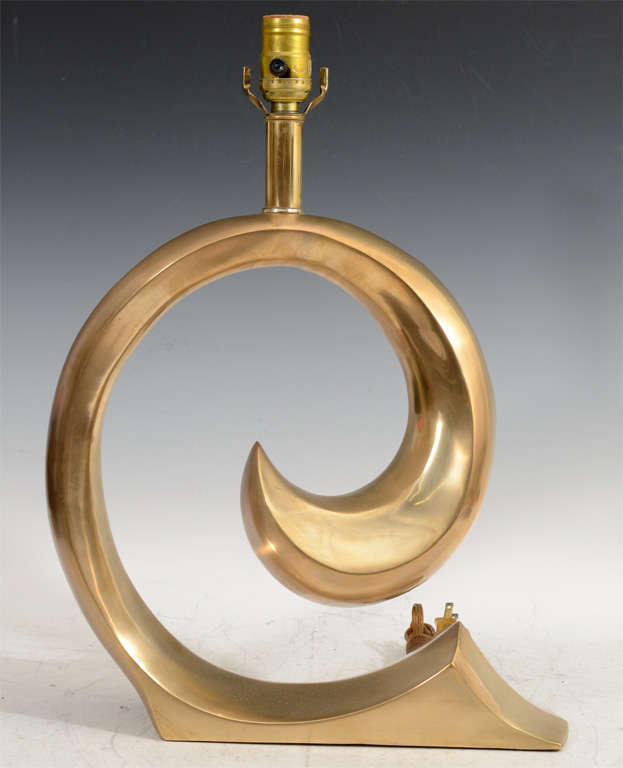 Pair of Mid Century Brass Signature Table Lamps by Pierre Cardin