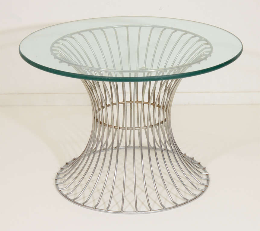 Pair of Mid Century Chrome WireBase GlassTop Side Tables at 1stDibs