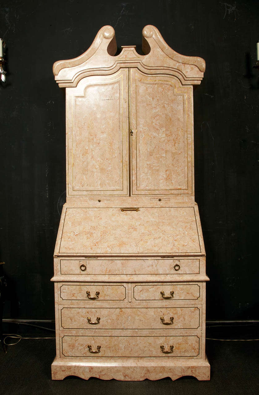 1970s Italian Secretary in Plated Marble