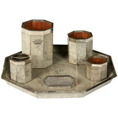 Late 20th Century Kits for Smokers Shagreen and Silver Metal