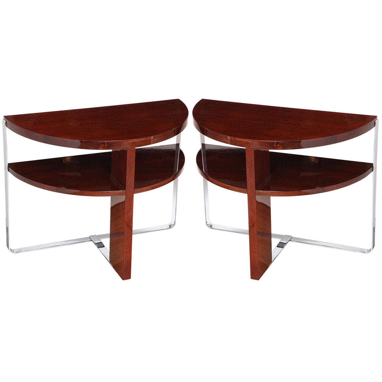 Pair of Machine Age Art Deco Side Tables in the Style of Donald Deskey