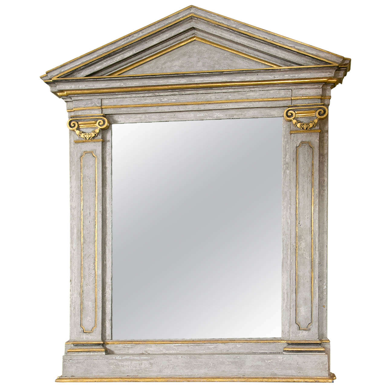 Gilt and Painted Wood Mirror For Sale at 1stDibs