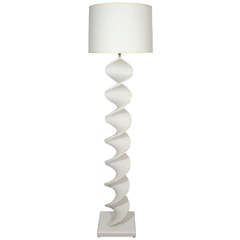 A Studio-made White Painted Spiral Floor Lamp