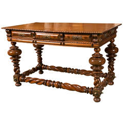 A Late 17th Early 18th Century Portuguese Baroque Brass Mounted Rosewood Library Table