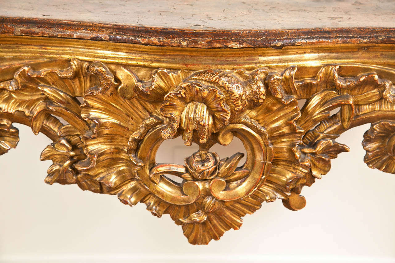 A Good Italian Baroque Giltwood Console Table 2
