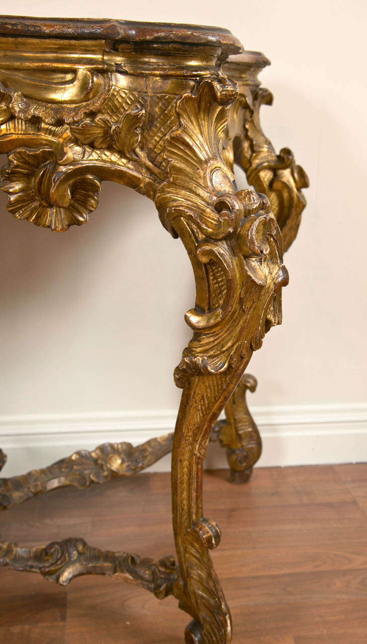 Carved A Good Italian Baroque Giltwood Console Table