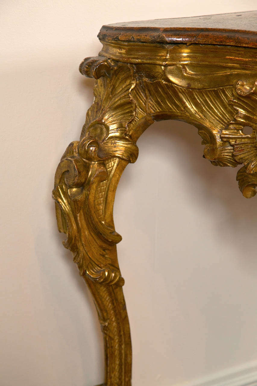 Wood A Good Italian Baroque Giltwood Console Table