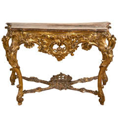 A Good Italian Baroque Giltwood Console Table A Good Italian Baroque Giltwood Console Table