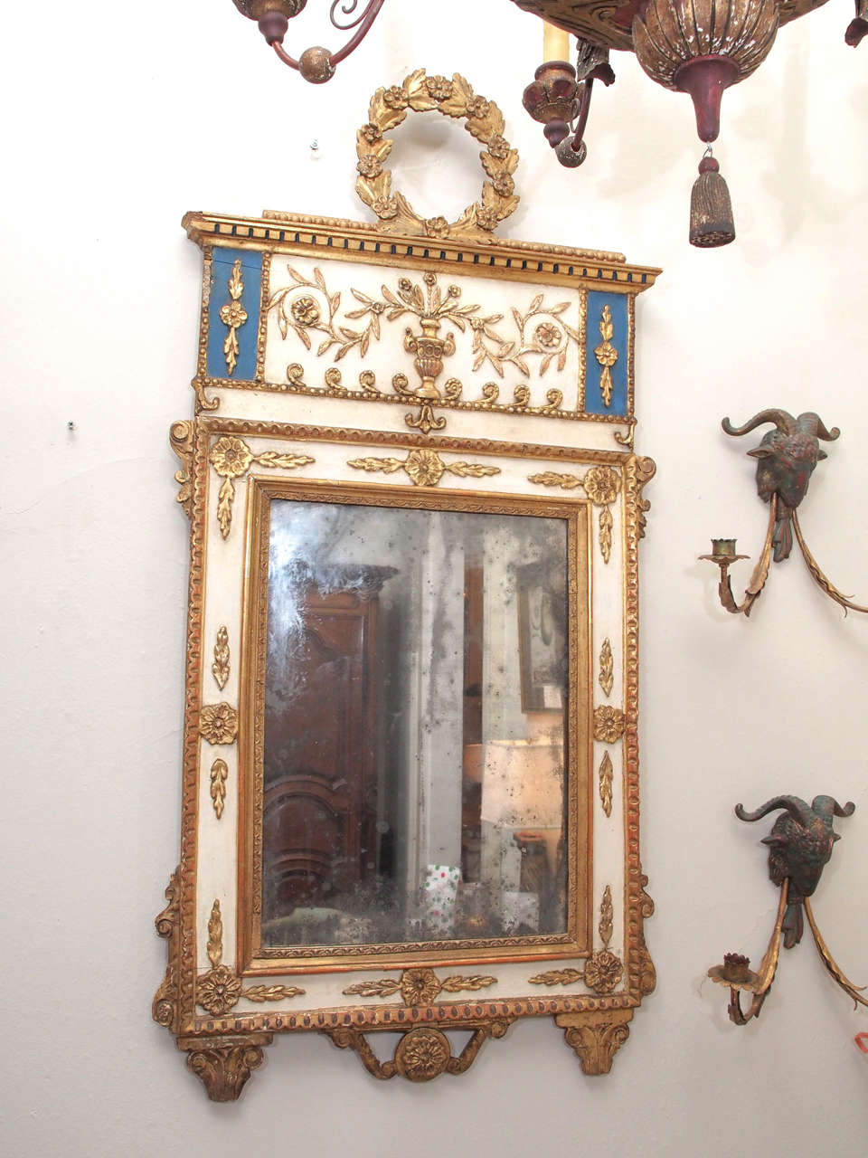 Late 18th Century Italian Mirror with Wreath Cartouche