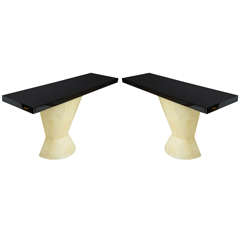 Pair of Consoles in Parchment and Lacquer