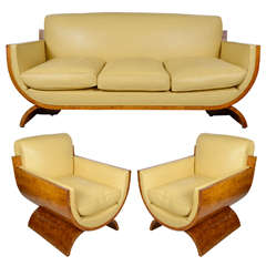 Rare French Art Deco Living Room Set Attributed to Eric Bagge