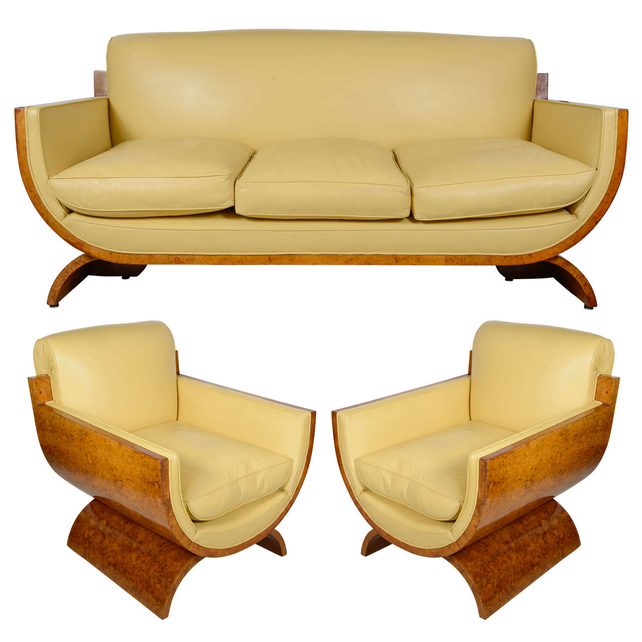 Rare French Art Deco Living Room Set Attributed to Eric Bagge at 1stDibs