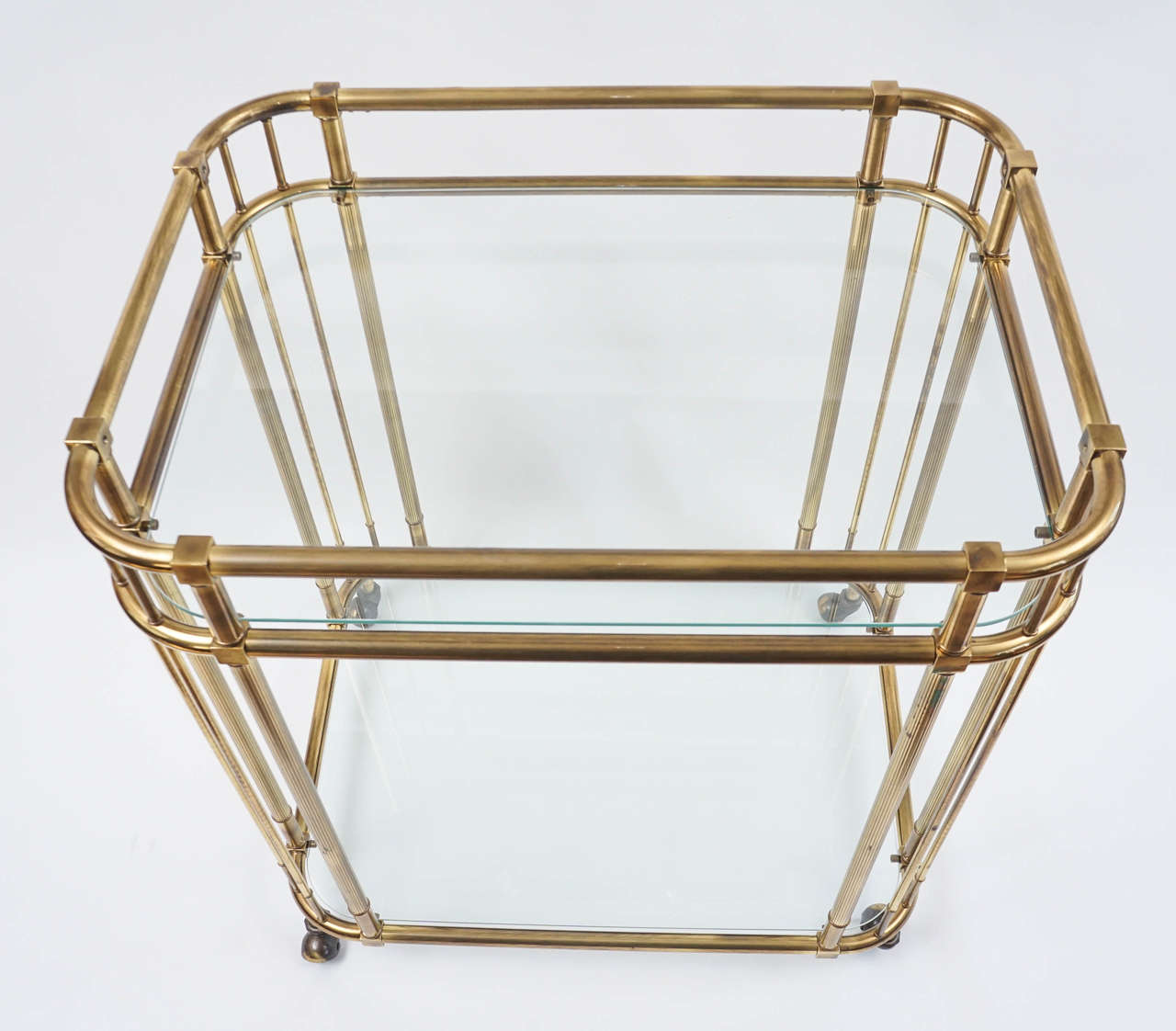 Art Deco Mid-Century Brass and Glass Bar Cart