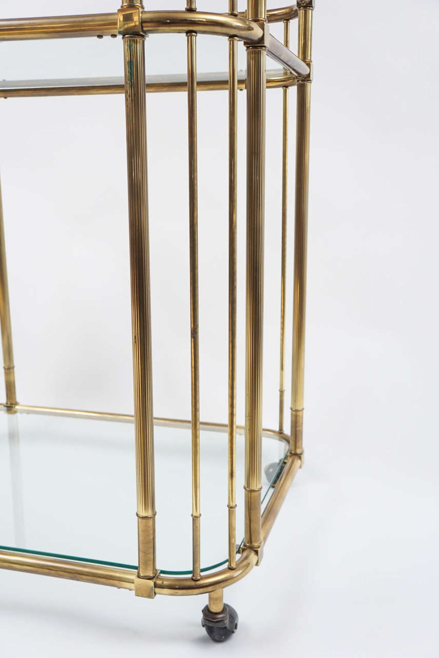 Mid-20th Century Mid-Century Brass and Glass Bar Cart