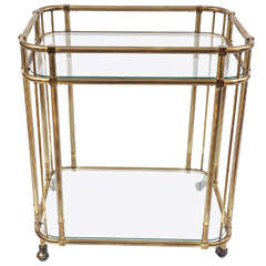 Mid-Century Brass and Glass Bar Cart