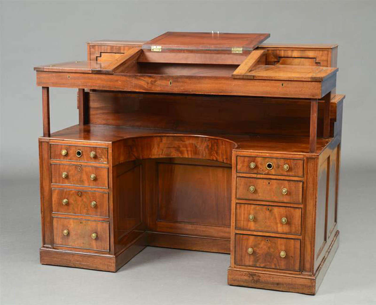 19th Century Period Regency Mahogany Mechanical Gentleman's Desk For Sale