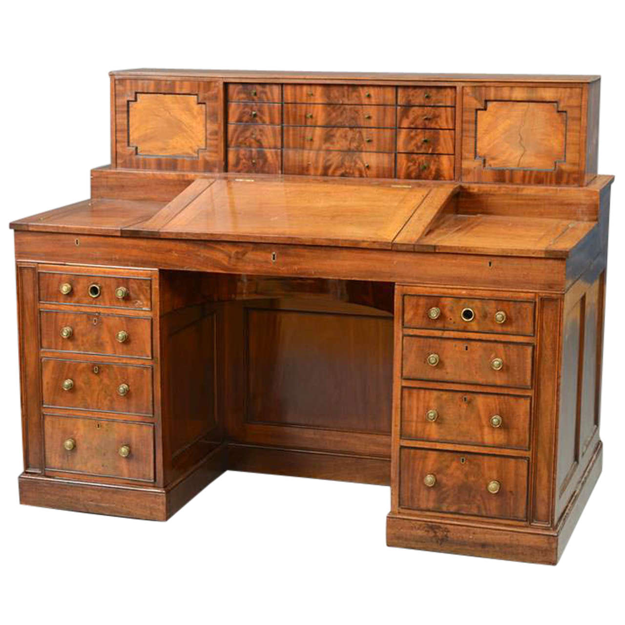 Period Regency Mahagoni Mechanische Gentleman's Desk im Angebot