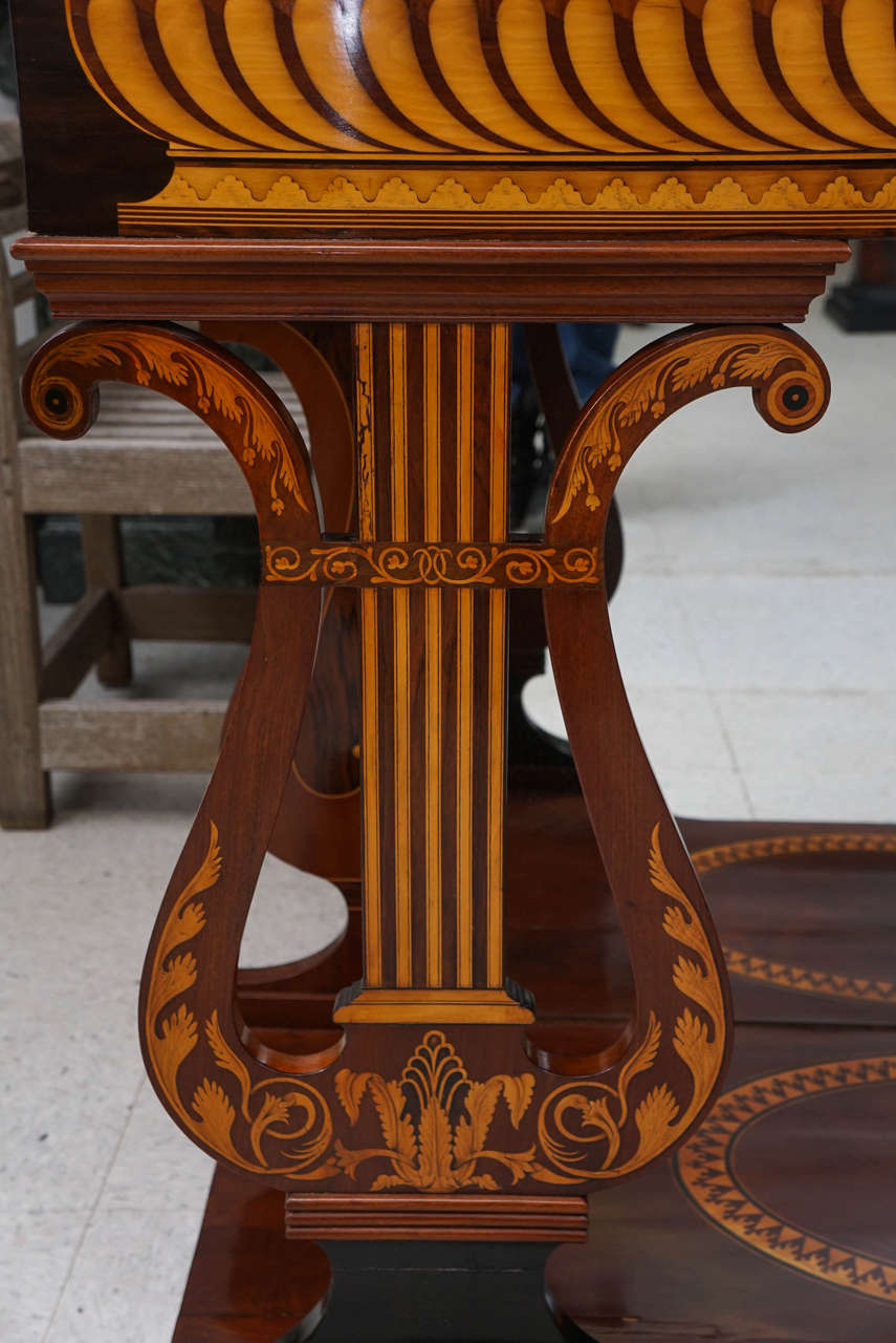 Inlay Austrian Biedermeier Marble Topped Console Table For Sale