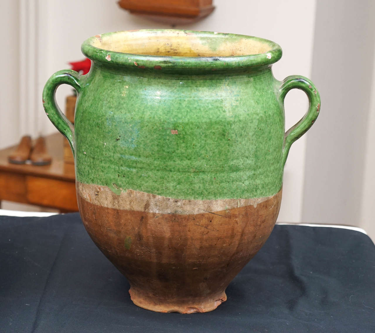 French Green Glazed Confit Jar