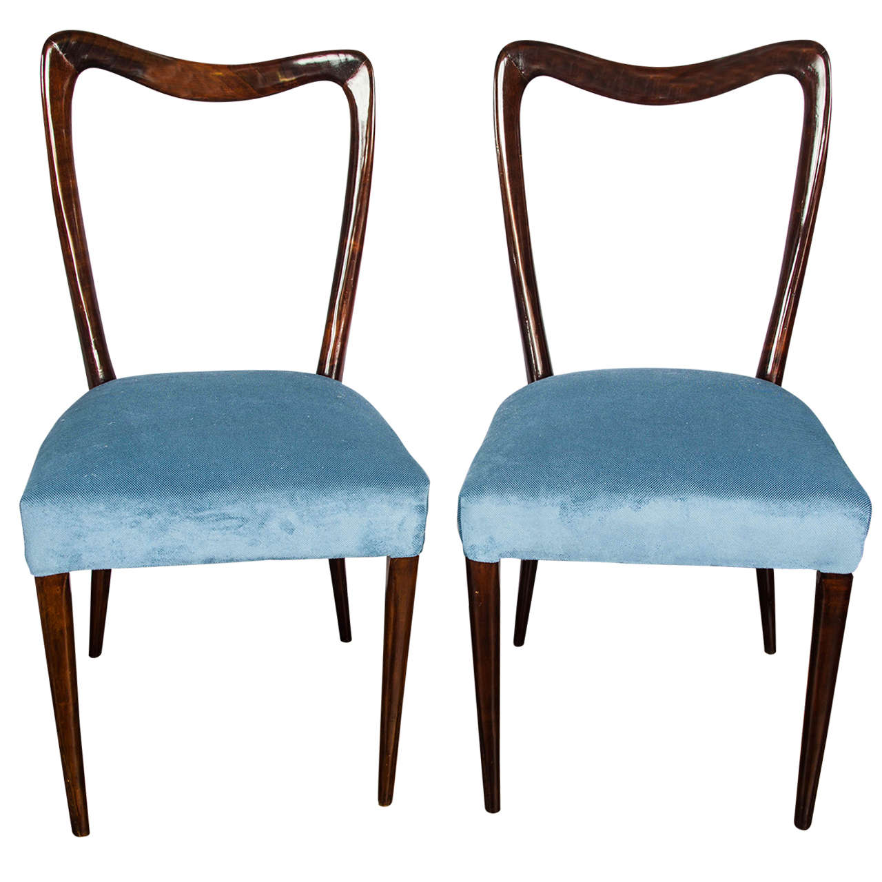 Set of Six 1945-1950 Dining Chairs in the Style of Guglielmo Ulrich