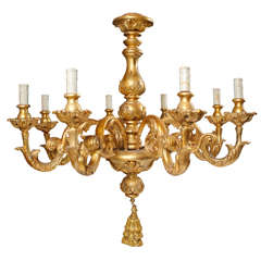 Italian Gilted Carved Wood Chandelier