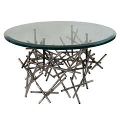 Original Custom Sculptural Coffee Table, in Textured Steel, by Lou Blass