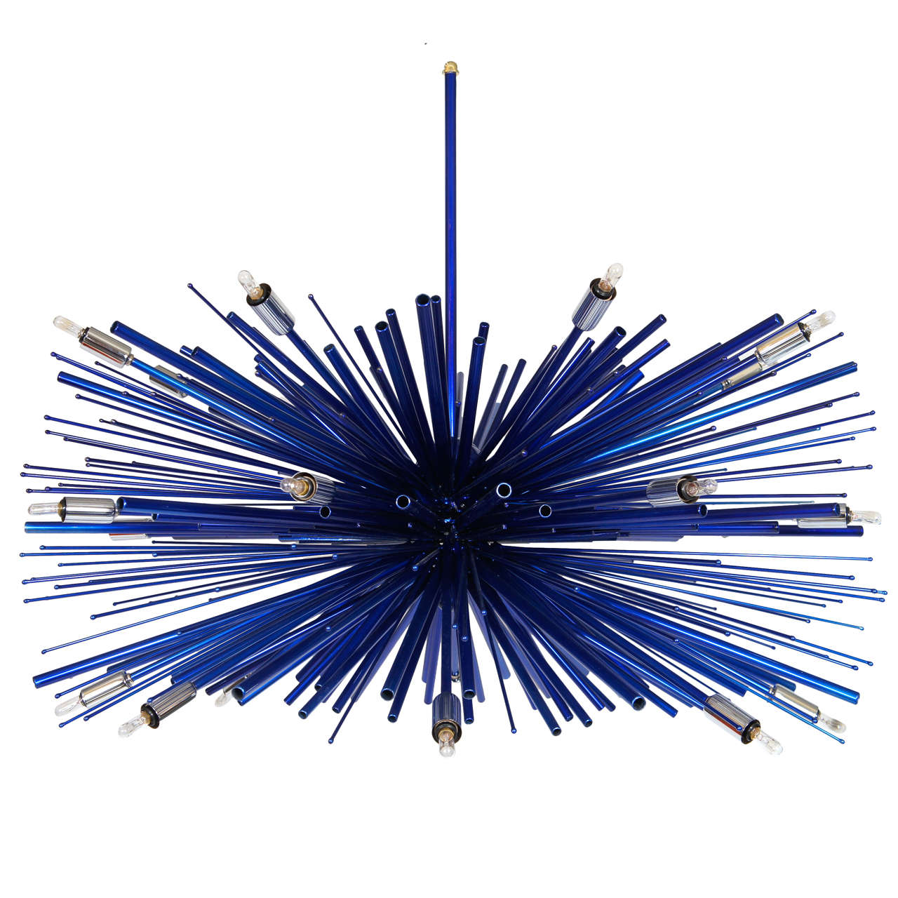  Custom Supernova "Electric Blue" Chandelier with 24 Lights, made in the USA For Sale