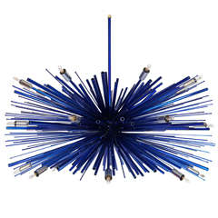  Custom Supernova "Electric Blue" Chandelier with 24 Lights, made in the USA